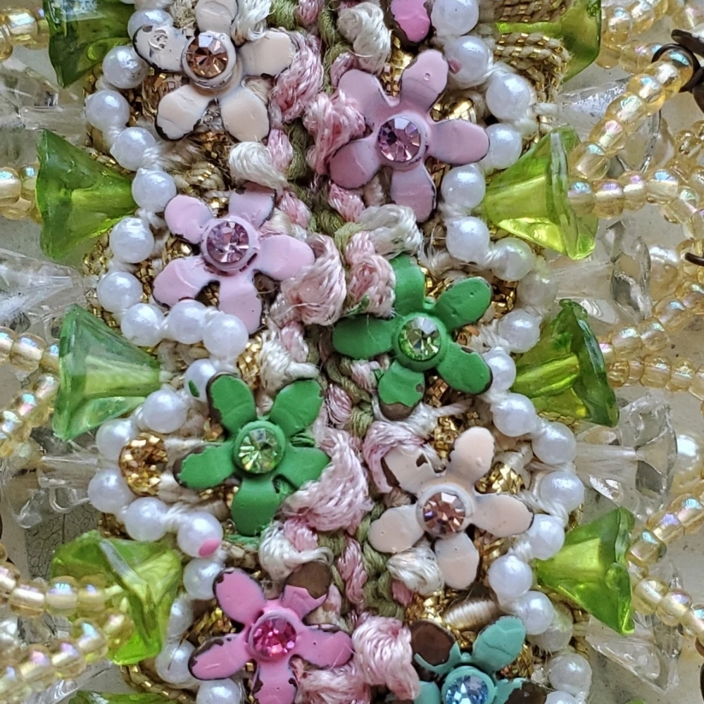 Vintage Estate Michal Negrin Floral Fabric Bracelet Victorian - Picture 9 of 16